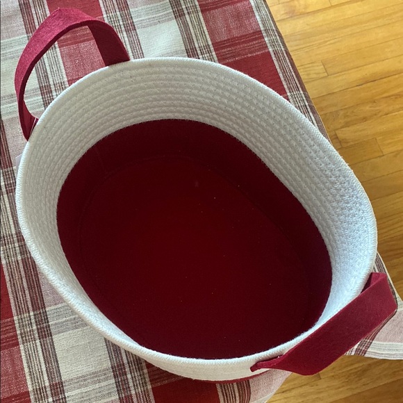 Red and White Woven Storage Basket - Picture 2 of 5